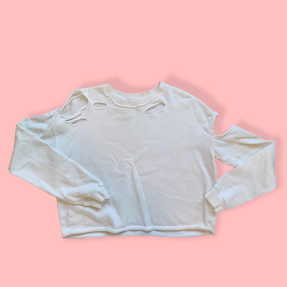 RIVER ISLANS WHITE CROPPED SWEATER